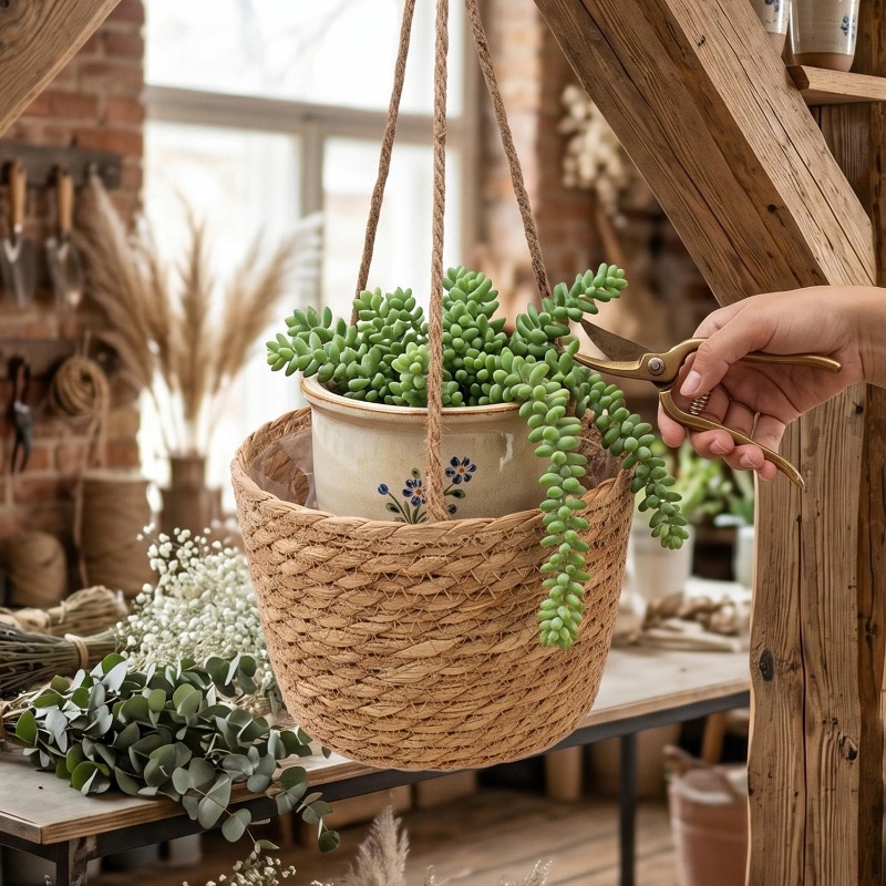 1/3x Rope Hanging Planter Bask - مراجعة Spider Plant Hanging وسعره