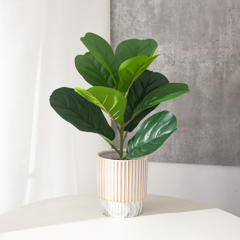 38cm 9 Forks Artificial Ficus  - مراجعة Ficus Lyrata Tree وسعره