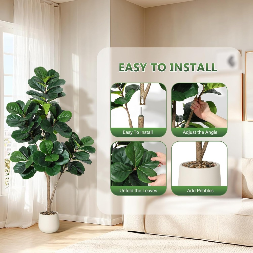 Lifelike Artificial Fiddle Lea - مراجعة Ficus Lyrata Tree وسعره