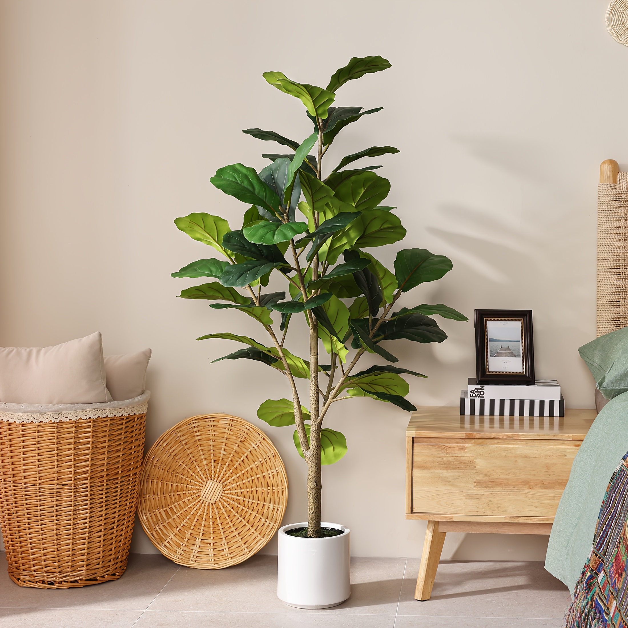 4.5ft Realistic Artificial Fid - مراجعة Ficus Lyrata Tree وسعره
