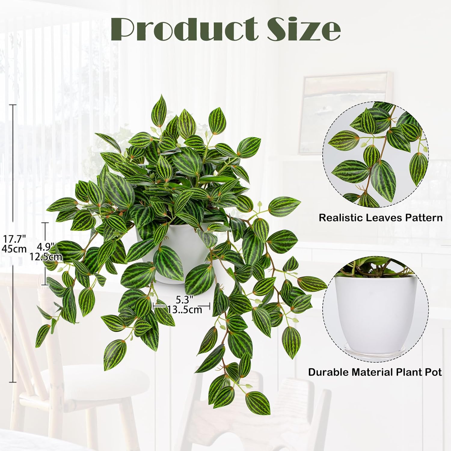 Artificial Plants Indoor Fake  - مراجعة Peperomia Watermelon وسعره