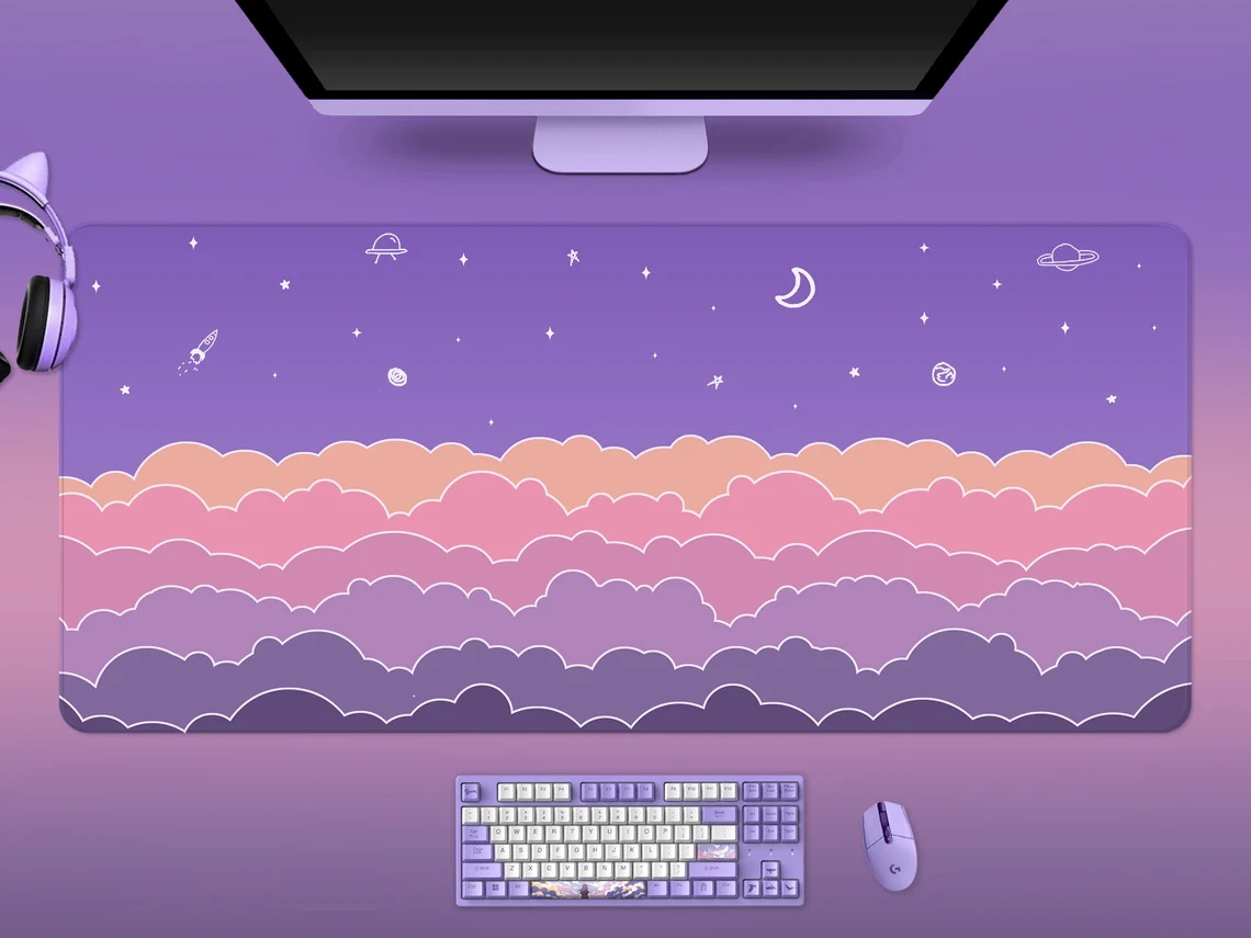Kawaii Deskmat purple Cute Mou - مراجعة Tradescantia Purple وسعره