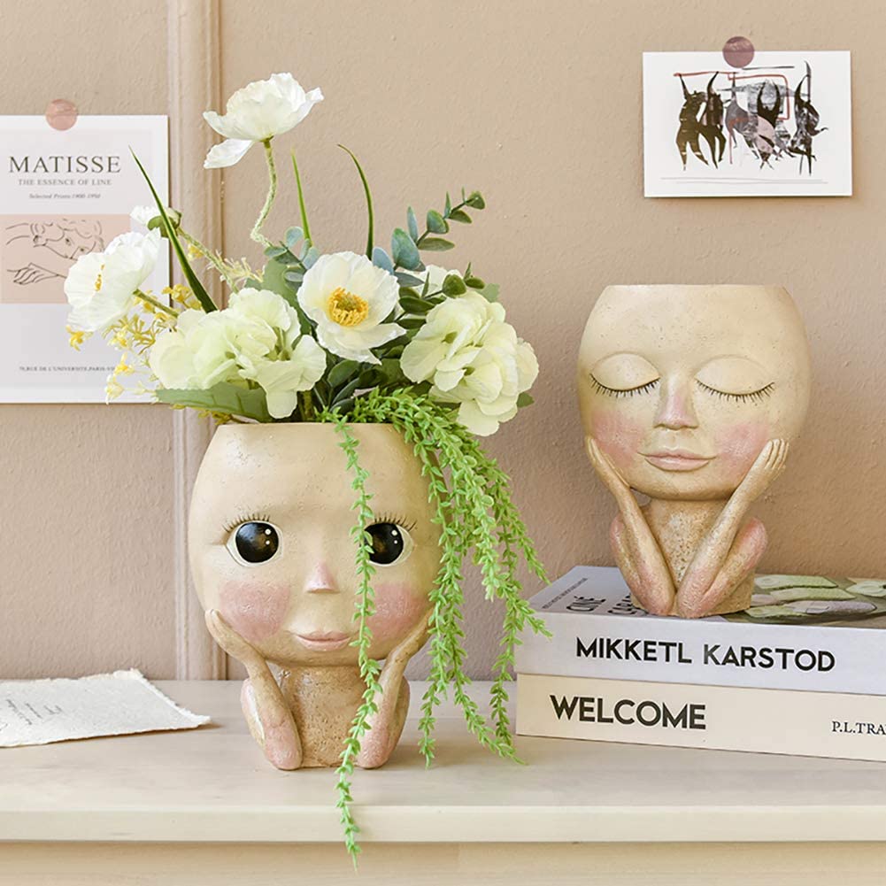 Girls Face Head Flower Planter - مراجعة Echeveria Succulent وسعره