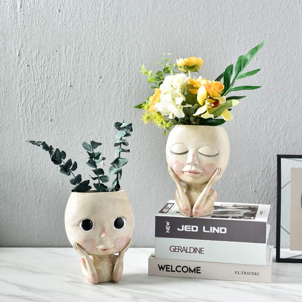 Girls Face Head Flower Planter - مراجعة Echeveria Succulent وسعره